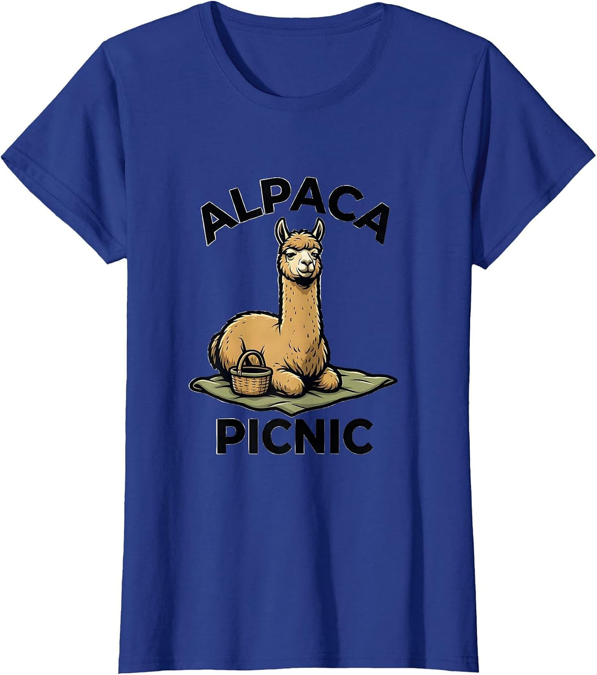 Women's Alpaca Picnic Funny Alpaca Lover Animal Humor Gift T-Shirt - Royal Blue