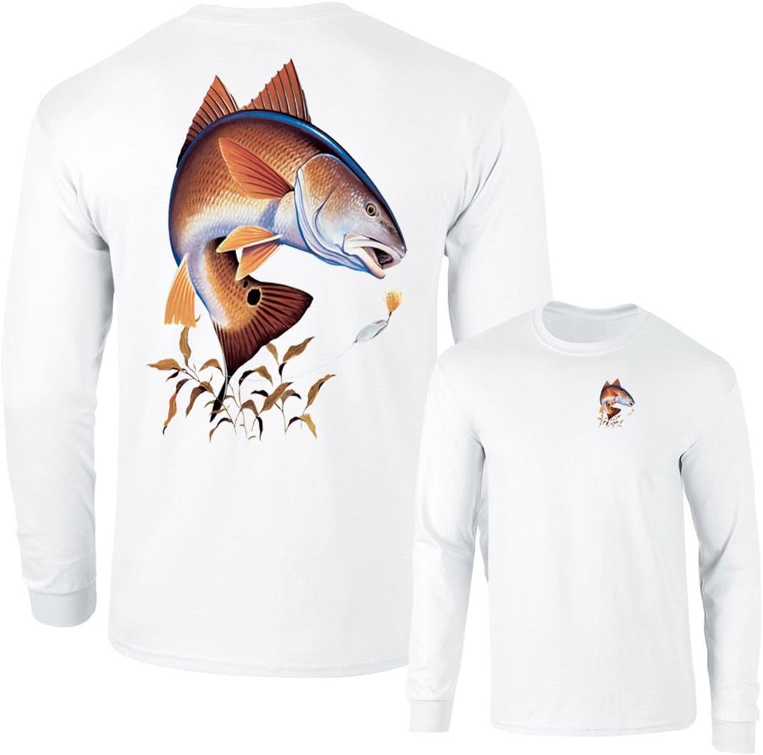 Redfish Lure Fishing Long Sleeve T-Shirt - White