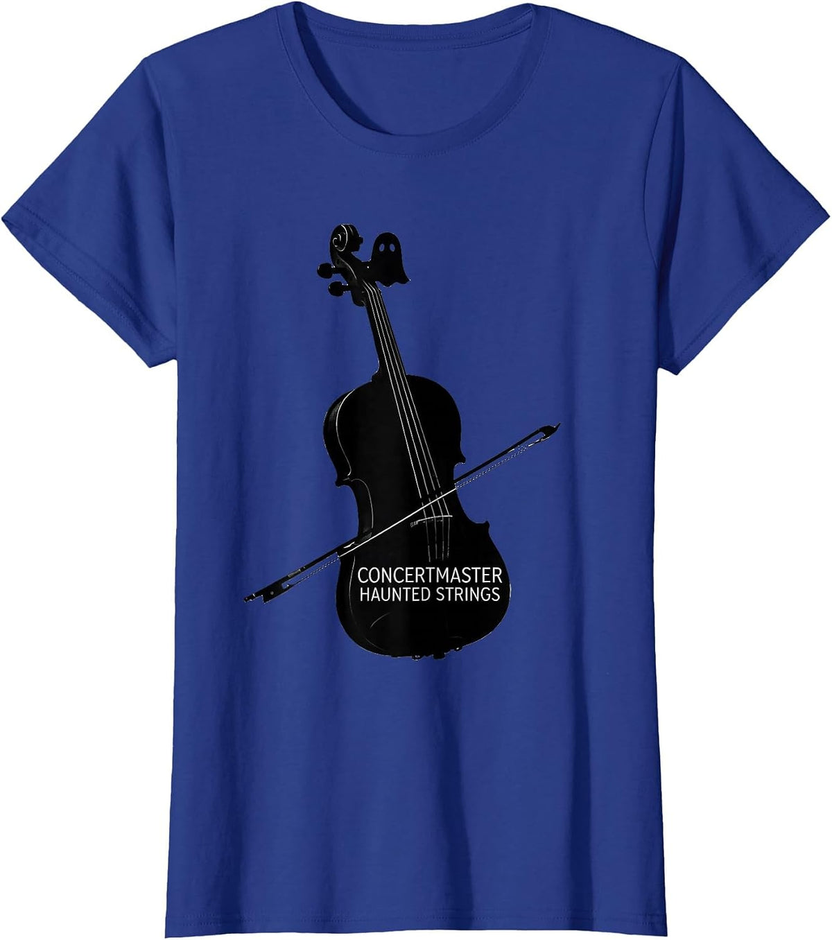 Women's Concertmaster, Haunted Strings Whimsical Music Teacher Ghost T-Shirt - Royal Blue