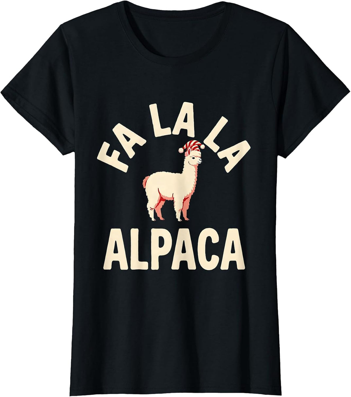 Fa La La Alpaca Funny Christmas Animal Pun Humor T-Shirt - Black