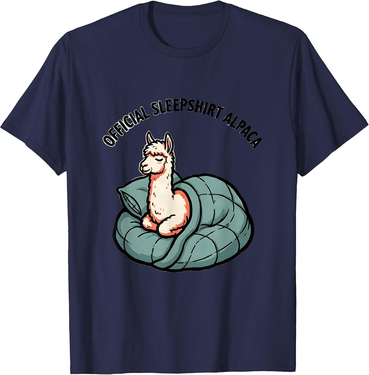 Men's Official Sleepshirt Alpaca Cute Animal Lover Sleepwear T-Shirt - Navy Blue