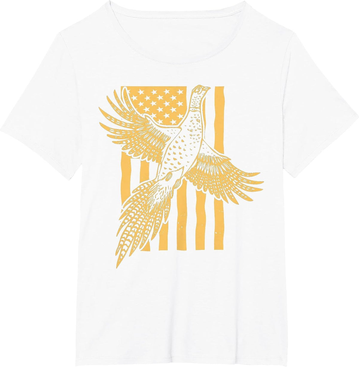 Vintage Pheasant Bird Hunter American Flag Hunting Father T-Shirt - White