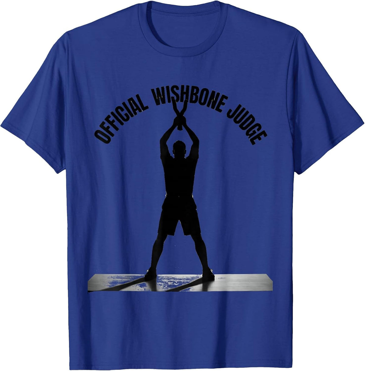 Men's Official Wishbone Judge Funny Thanksgiving Crew Turkey Humor T-Shirt - Royal Blue