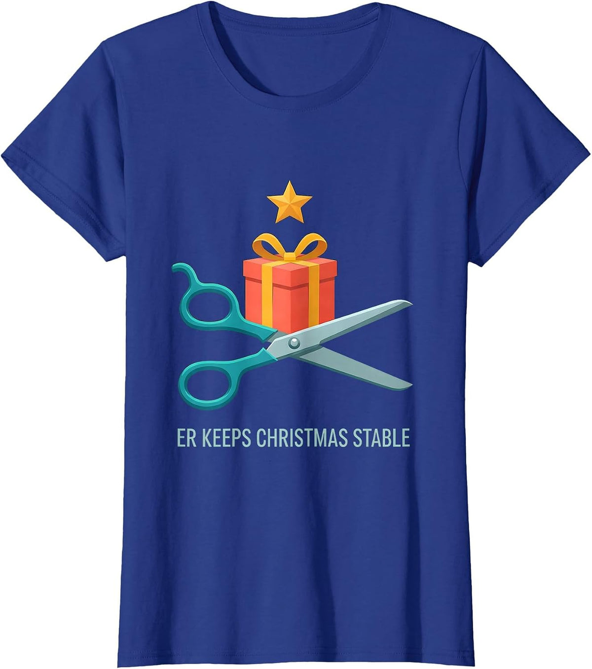 Women's ER Keeps Christmas Stable Funny Nurse ER Crew Holiday Humor T-Shirt - Royal Blue