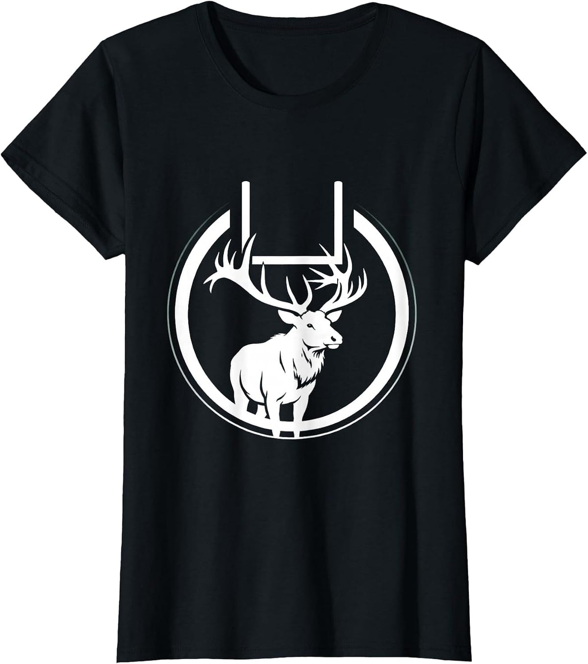 Elk Spirit Animal Football Goalpost Antlers T-Shirt - Black