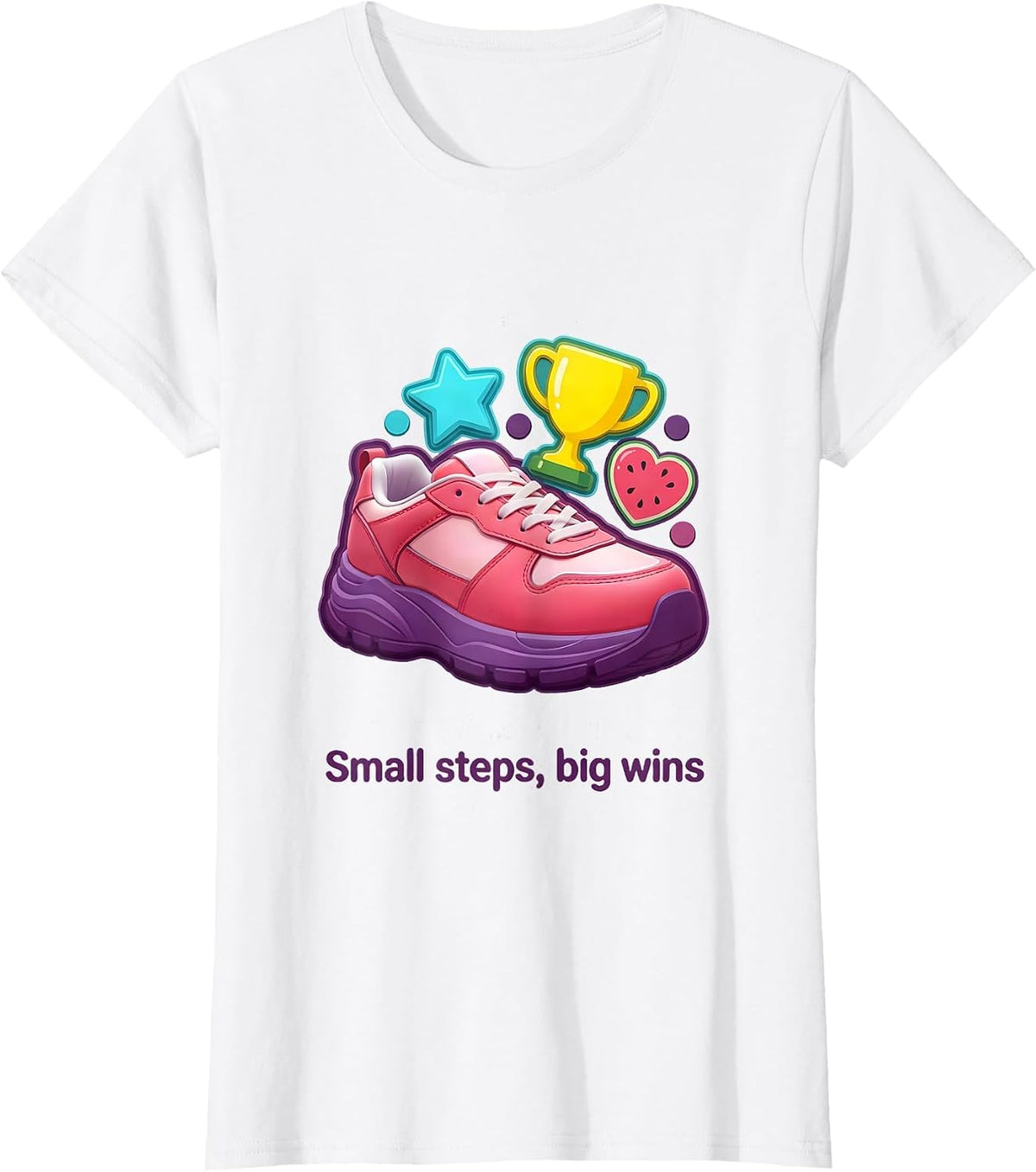 Women's Small Steps Big Wins Special Education Design T-Shirt - White