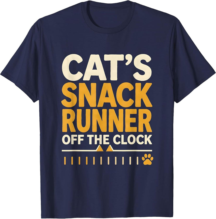 Cat's Snack Runner, Off The Clock Funny Cat Lover Gift T-Shirt - Navy Blue