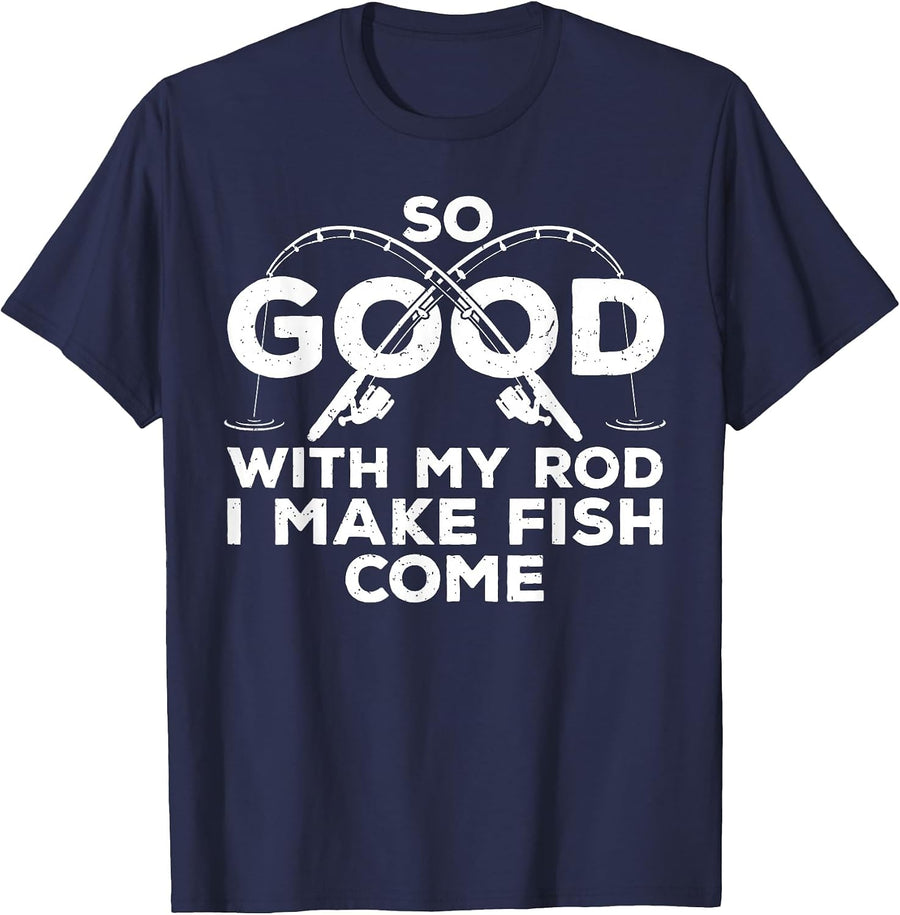 Funny Fishing Design for Men Women Fisherman Fish Fishing T-Shirt - Navy Blue