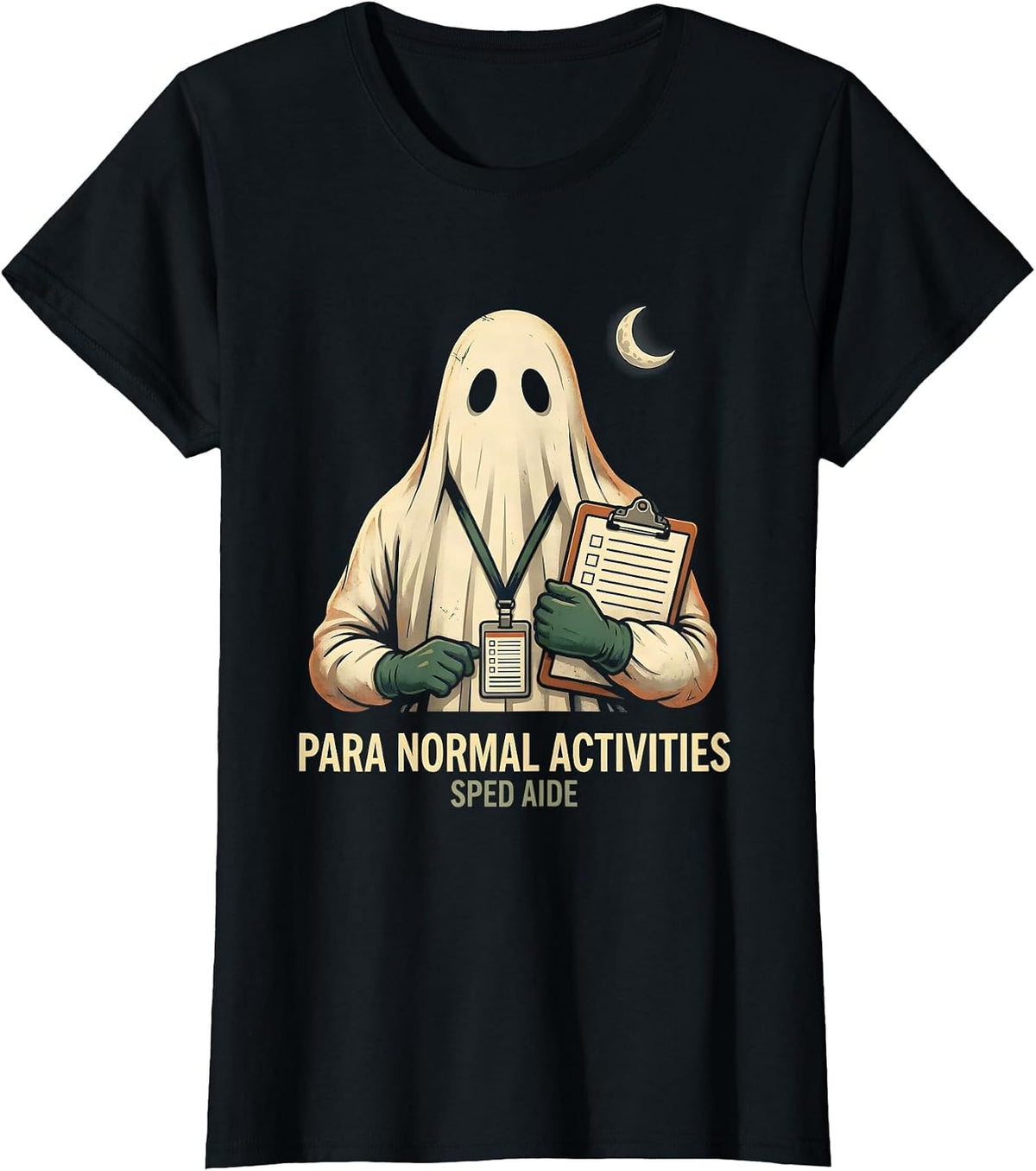 Women's Para Normal Activities SPED Aide Vintage Teacher Halloween T-Shirt - Black