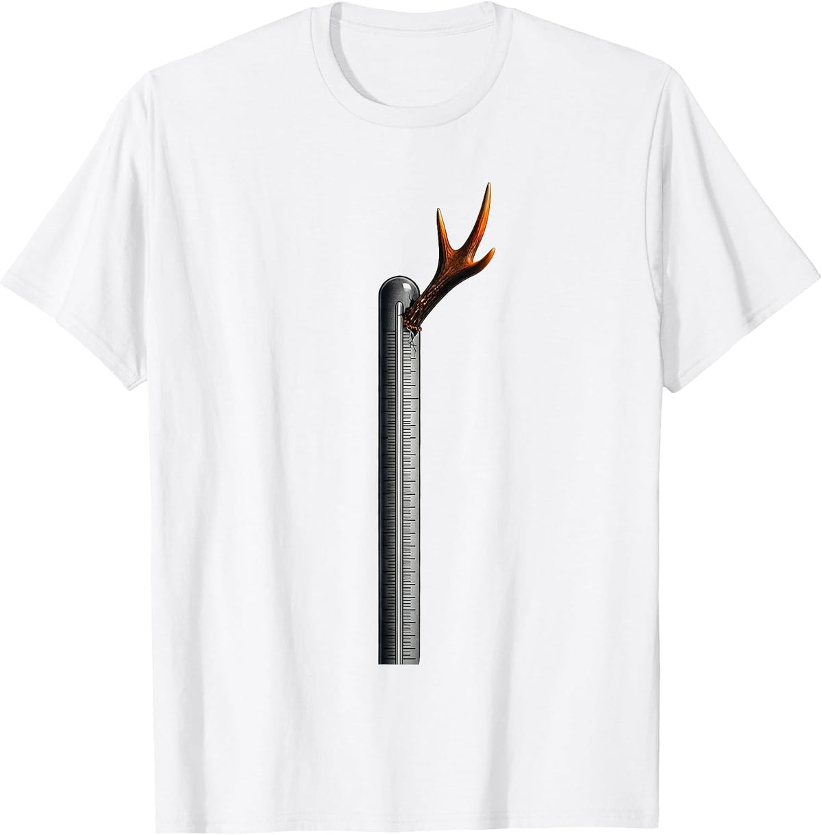 Men's Antler Thermometer Minimalist Deer Hunting Dad Humor T-Shirt - White
