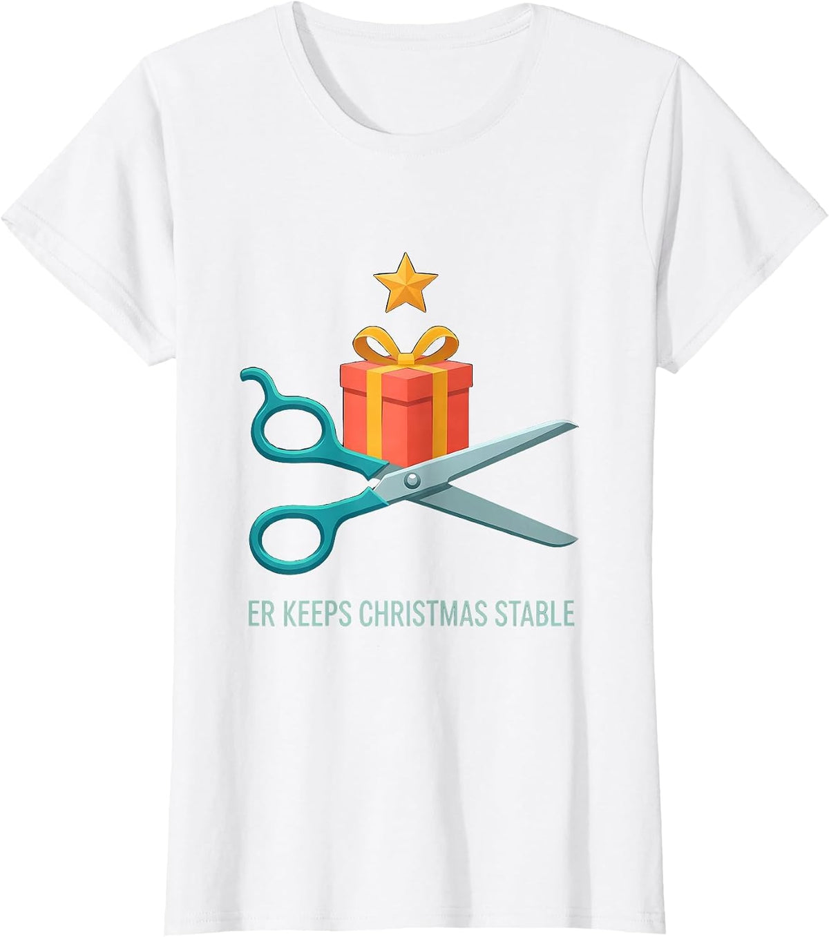 Women's ER Keeps Christmas Stable Funny Nurse ER Crew Holiday Humor T-Shirt - White