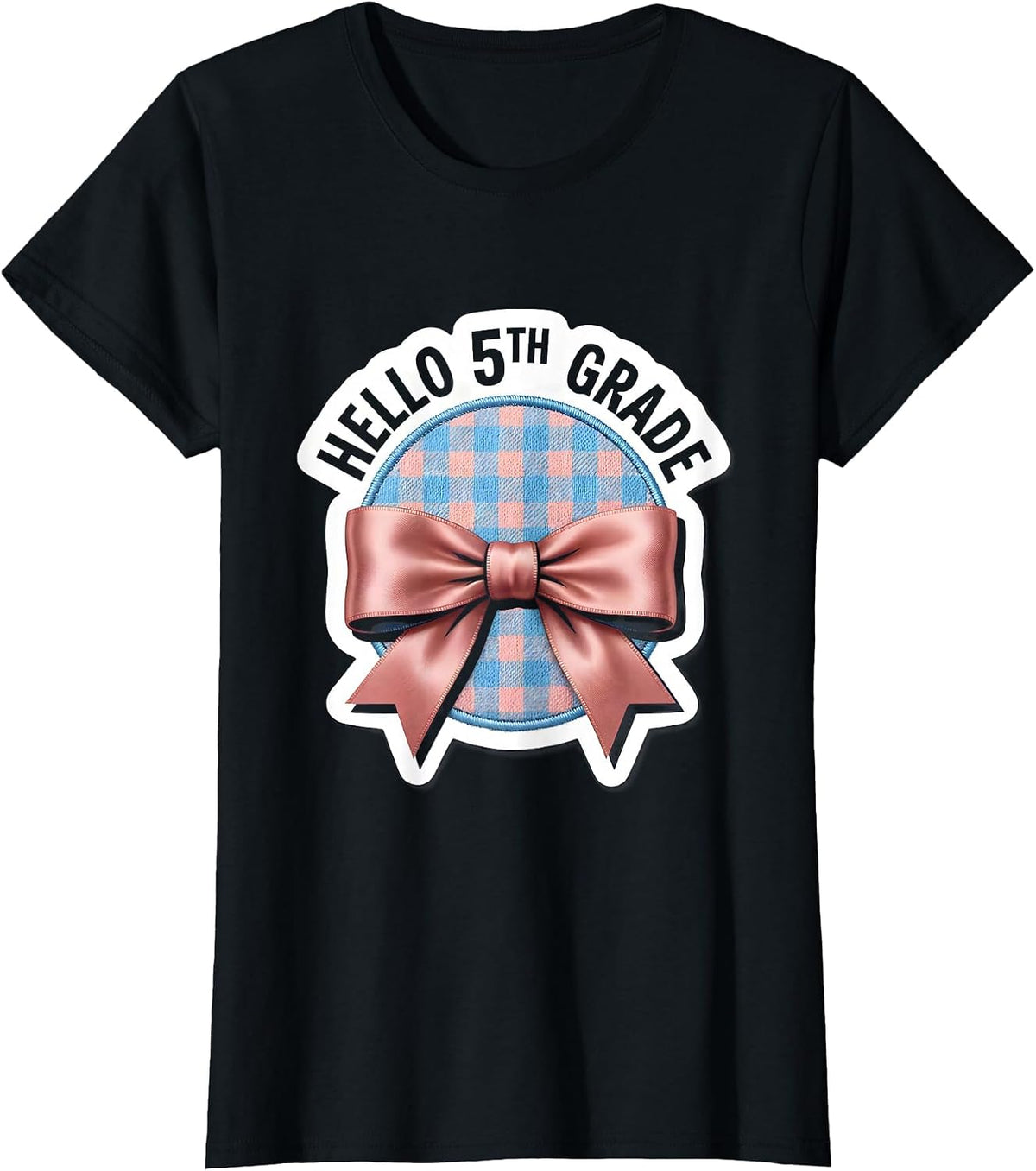Women's Hello 5th Grade Coquette Bow Back to School Girls T-Shirt - Black
