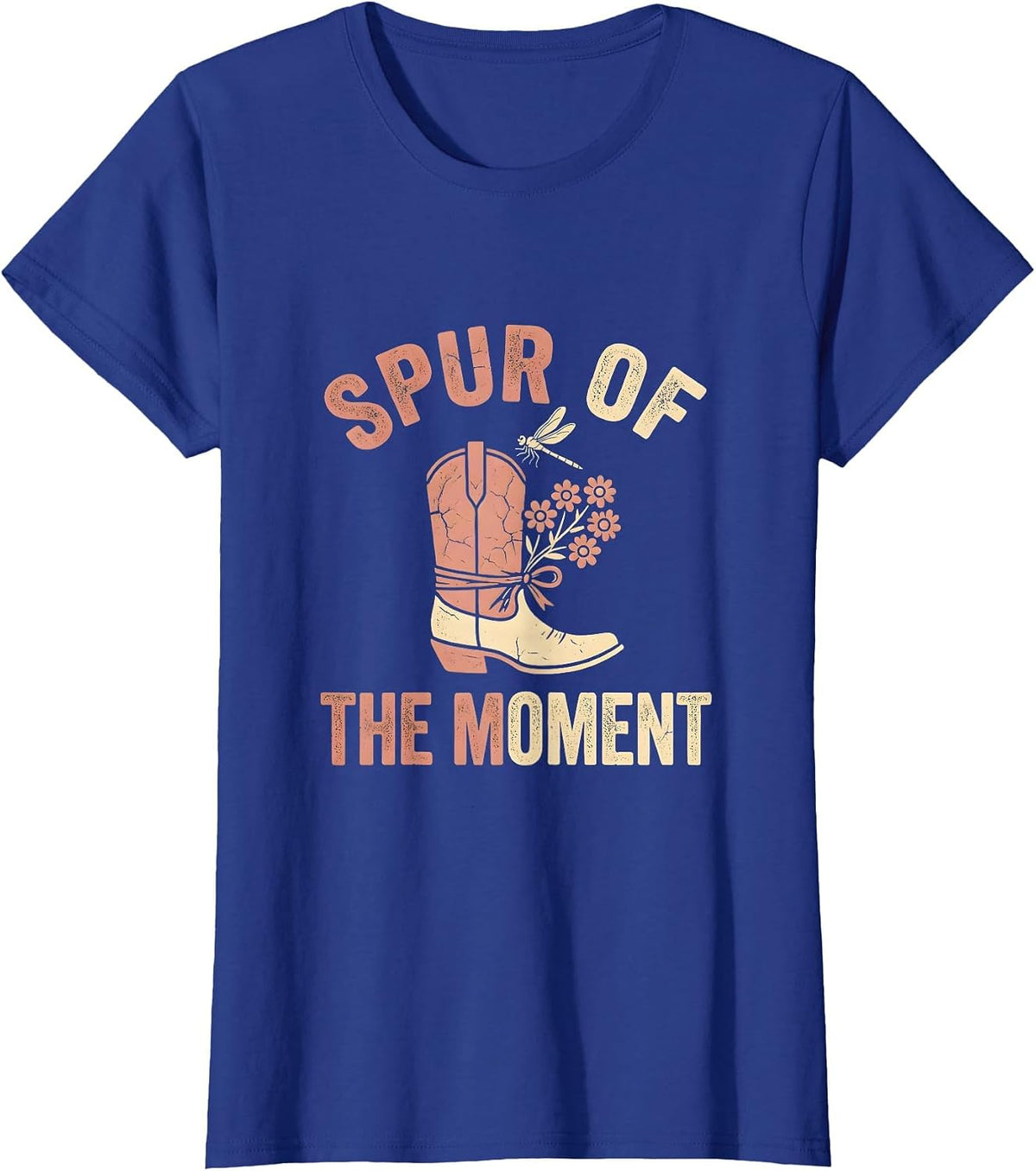 Women's Spur of the Moment Rodeo Cowgirl Design T-Shirt - Royal Blue