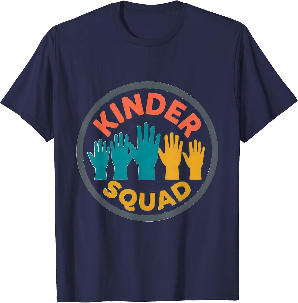Kinder Squad Funny Preschool Teacher Back To School Crew T-Shirt - Navy Blue
