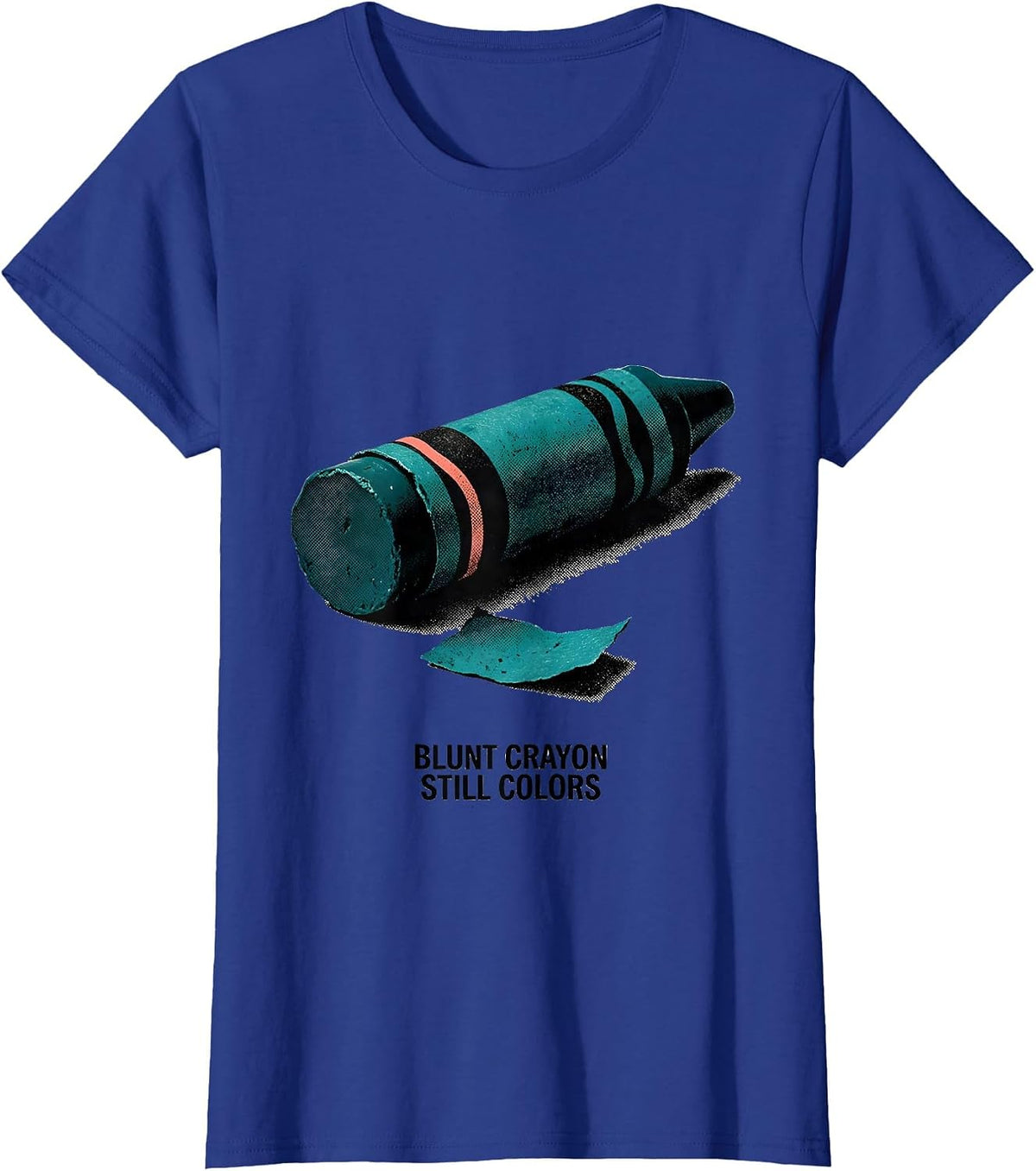 Women's Blunt Crayon Still Colors Screenprint Teacher Mental Health T-Shirt - Royal Blue