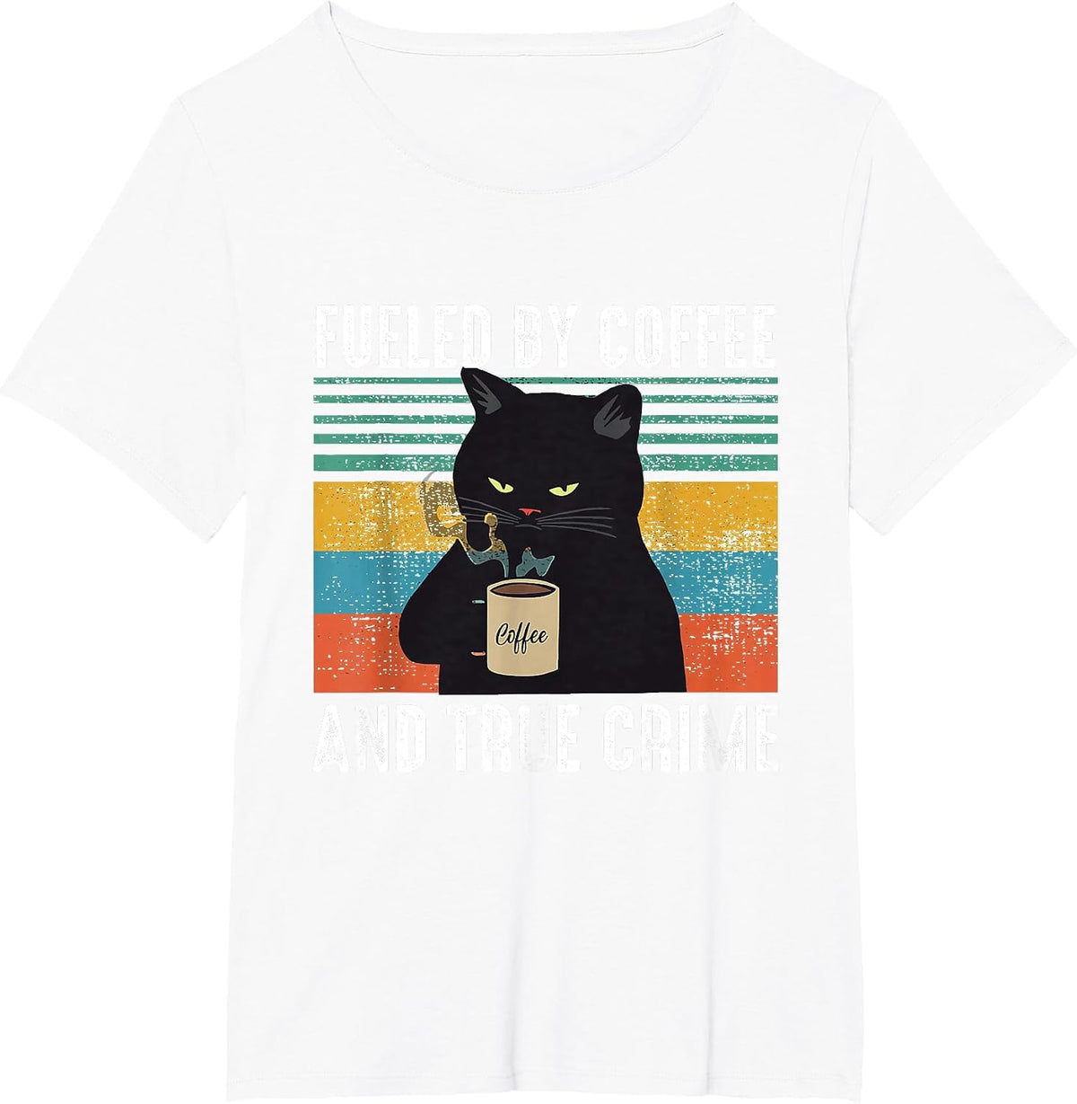 Funny Fueled By Coffee for Cat Lovers Vintage T-Shirt - White