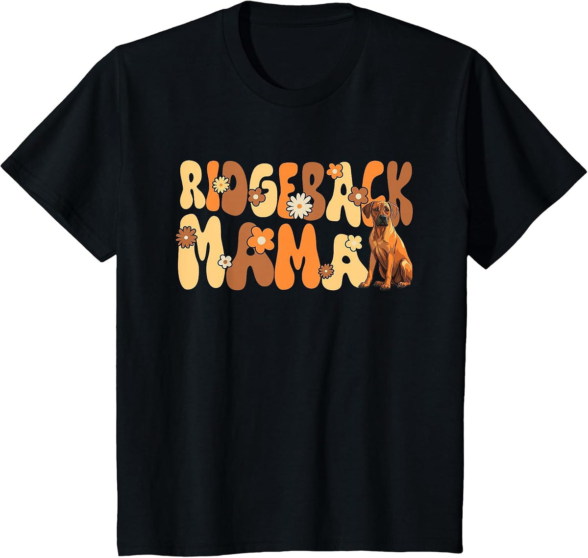 Rhodesian Ridgeback Groovy World's Best Ridgeback Mama T-Shirt - Black