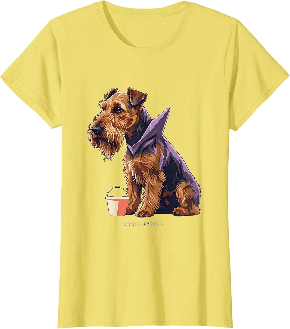 Women's My Boo-Airedale Funny Airedale Terrier Dog Lover Halloween T-Shirt - Lemon Yellow