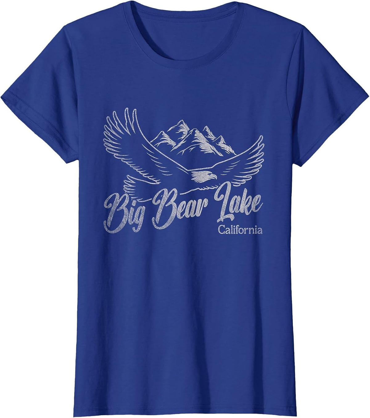 Vintage Big Bear Lake California Mountains Eagle T-Shirt - Royal Blue