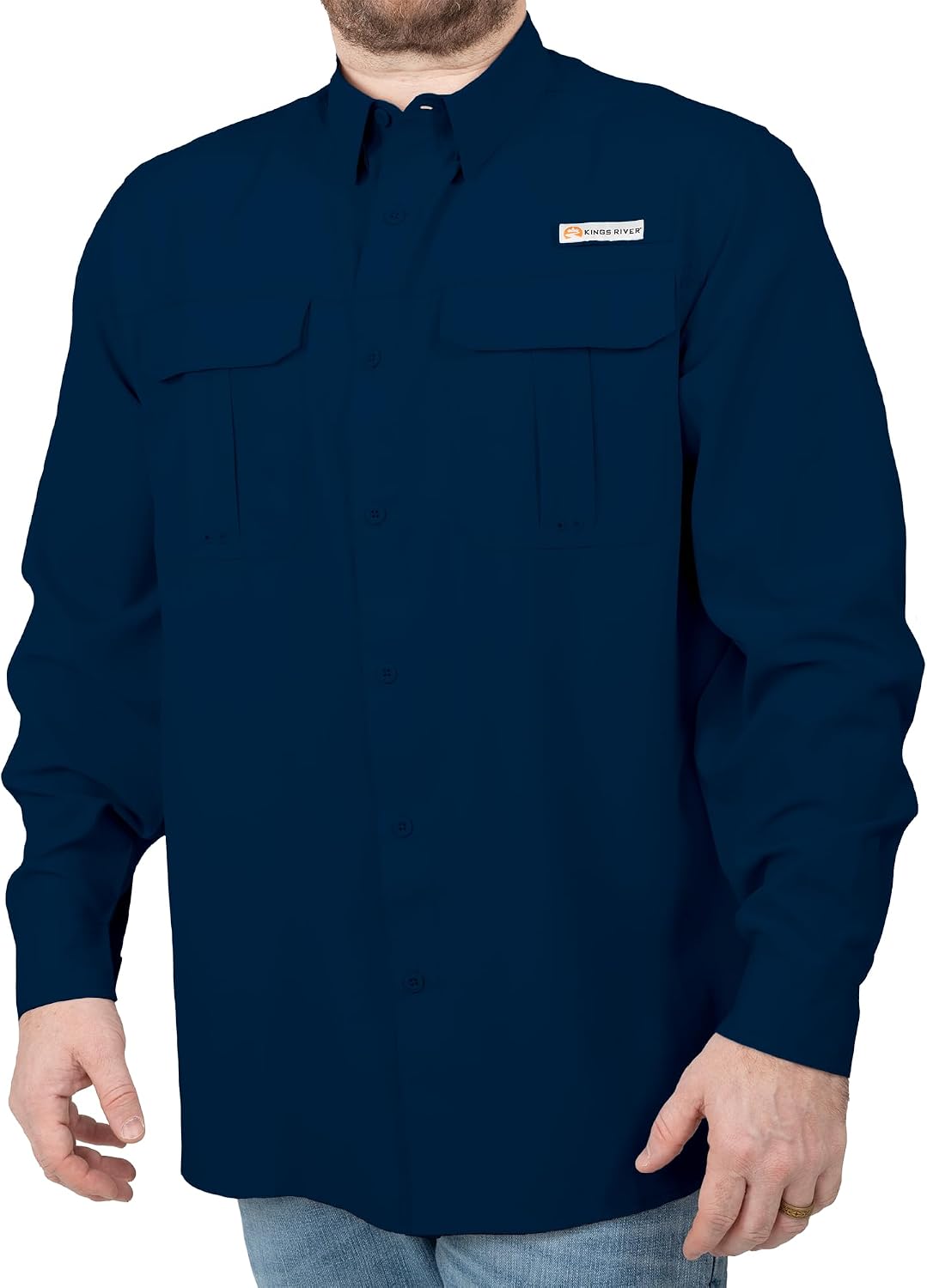 KINGS RIVER Men's Long Sleeve Fishing Shirt - Estate Blue L