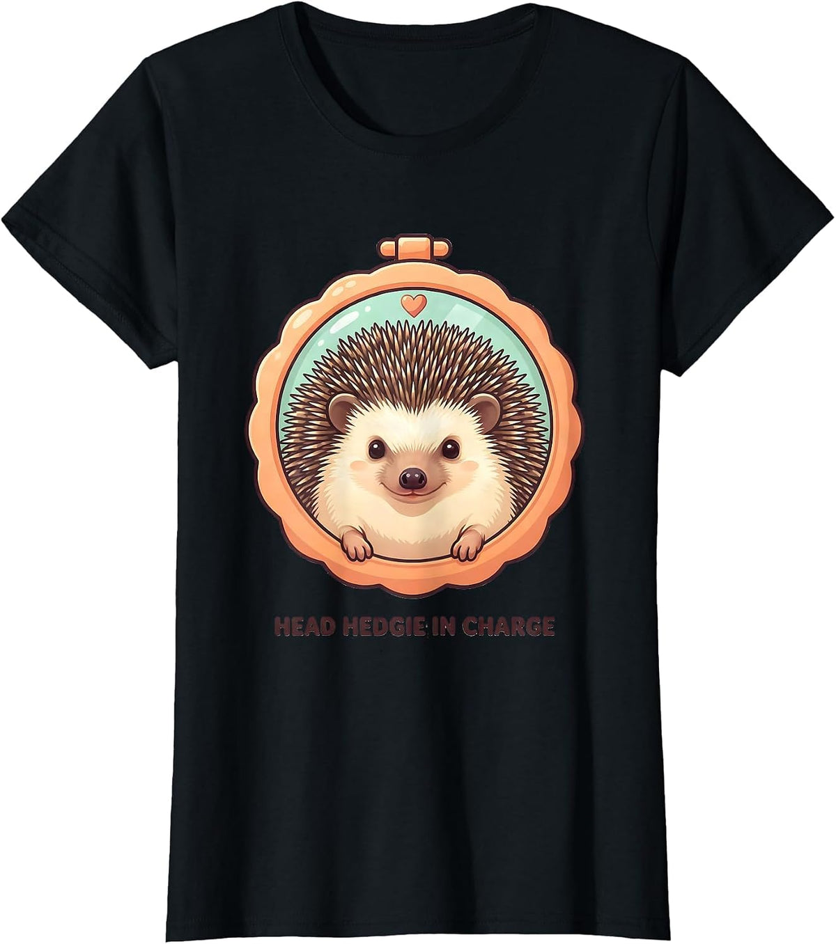 Head Hedgie In Charge Cute Kawaii Hedgehog Pet Lover Humor T-Shirt - Black