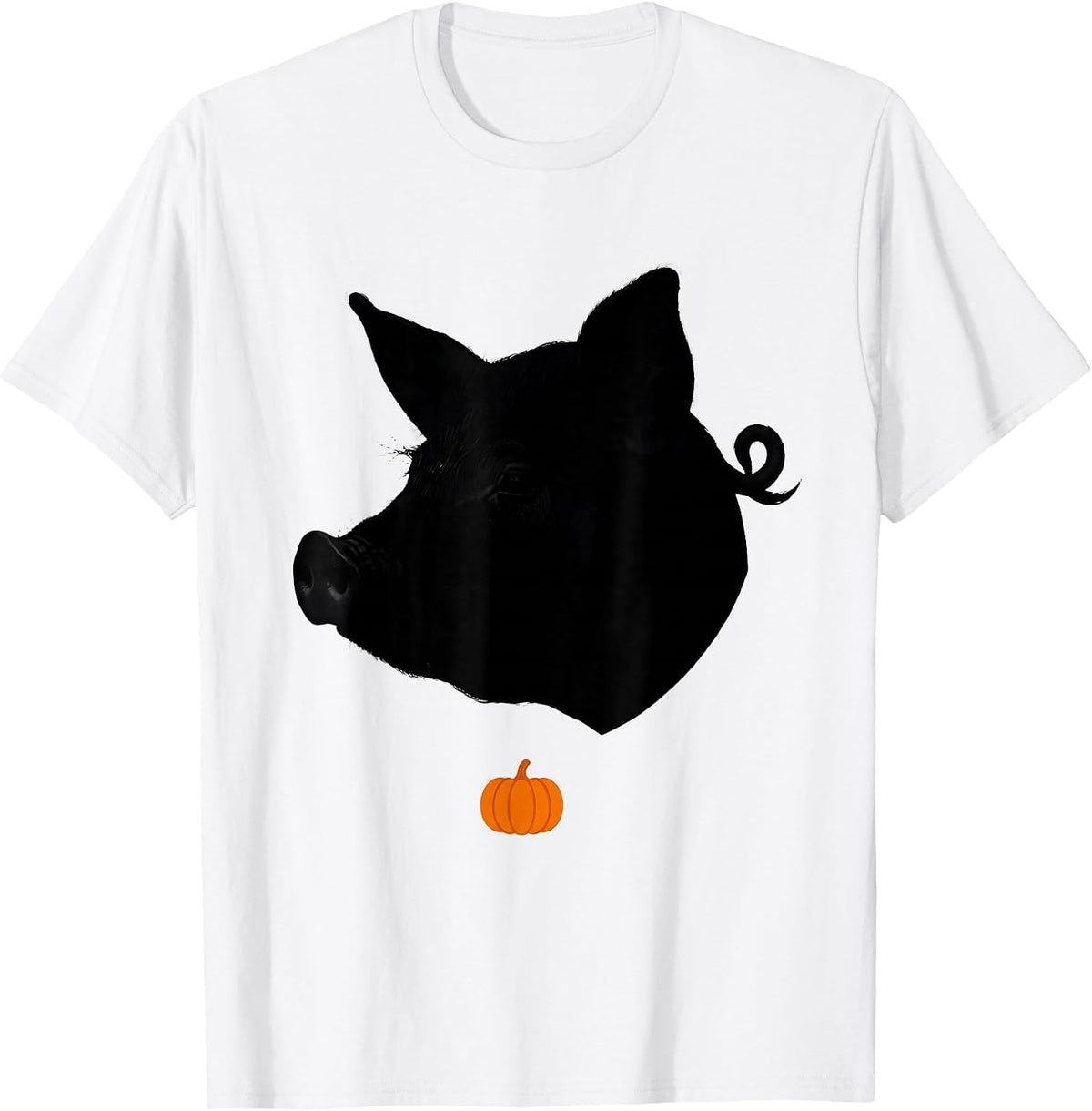 Men's Pig Head Silhouette Funny Pig Lover Halloween Costume T-Shirt - White