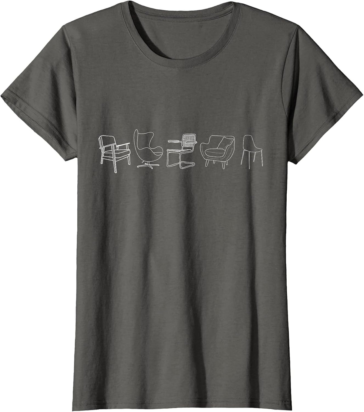 Midcentury Modern Chairs Eames Knoll Interior Designers Dark T-Shirt - Asphalt Grey