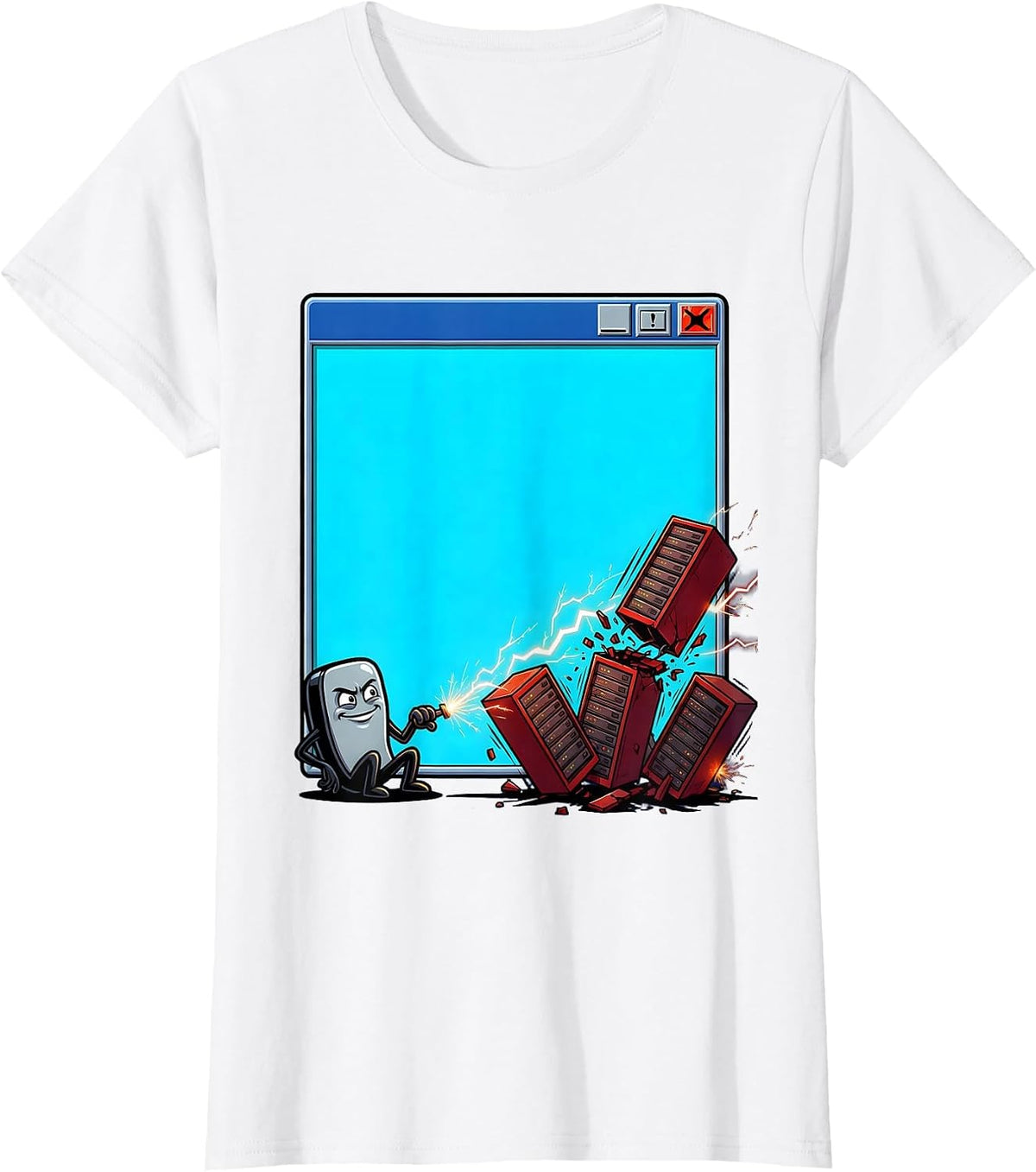 Terminal Chaos Cartoon IT Humor Sysadmin T-Shirt - White