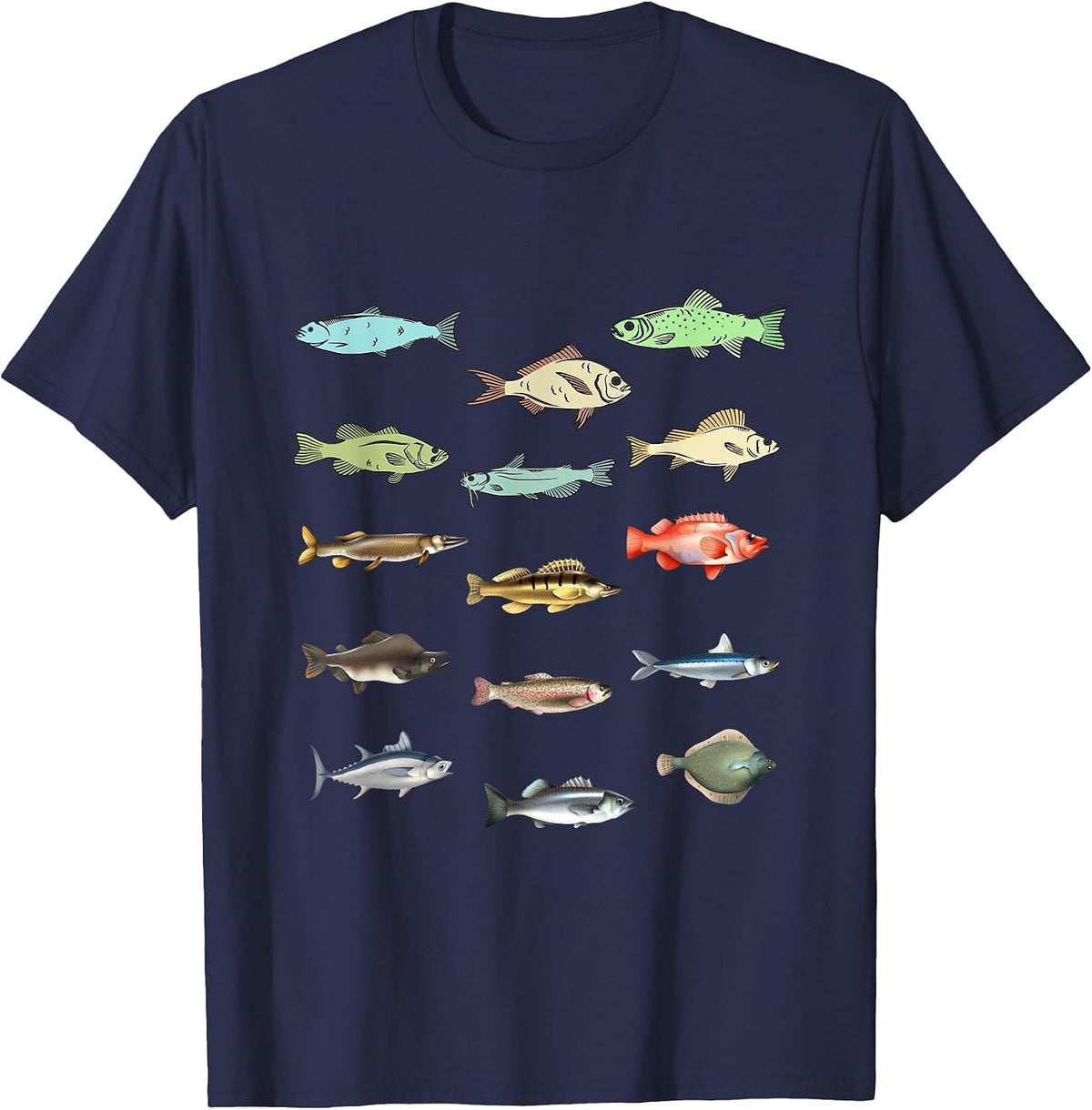 Freshwater Fish Angling Species Fishermen T-Shirt - Navy Blue