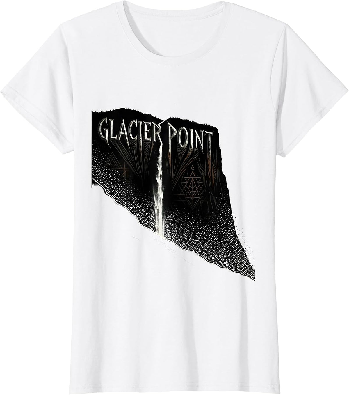 Women's Glacier Point Blackwork Dotwork Yosemite Hiker Nature Lover T-Shirt - White