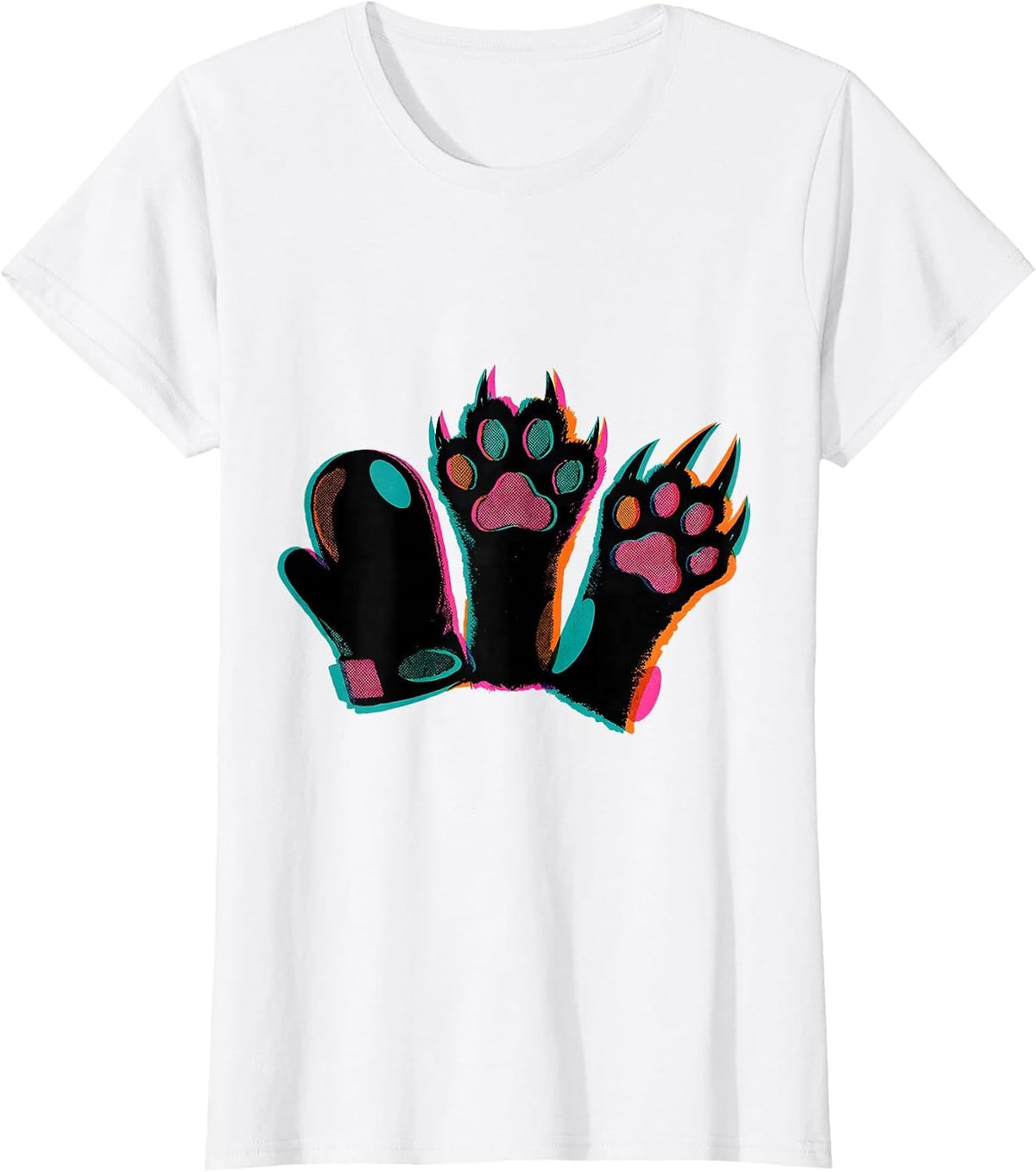 Rock Paper Scissors Cat Paw Humor Playful Cat Lover Novelty T-Shirt - White