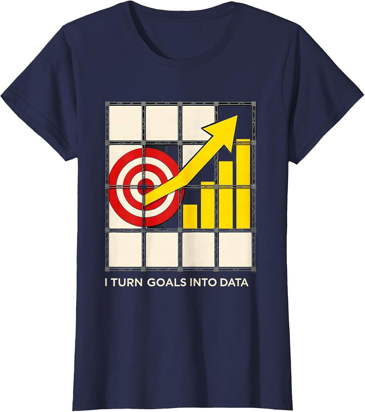 Women's I Turn Goals Into Data Stencil Graphic Special Education T-Shirt - Navy Blue