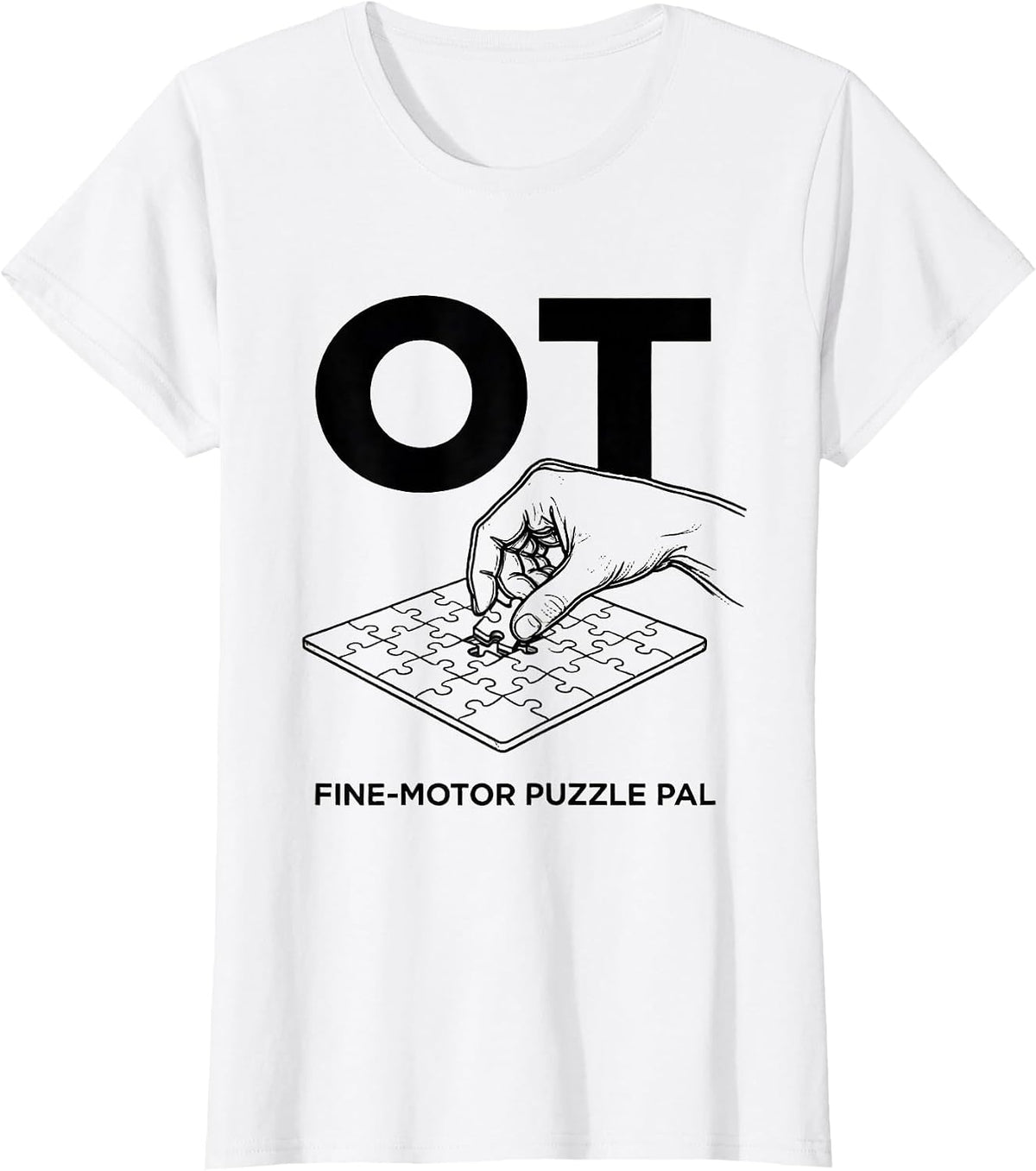 Women's OT Fine-Motor Puzzle Pal Occupational Therapy OT Assistant T-Shirt - White