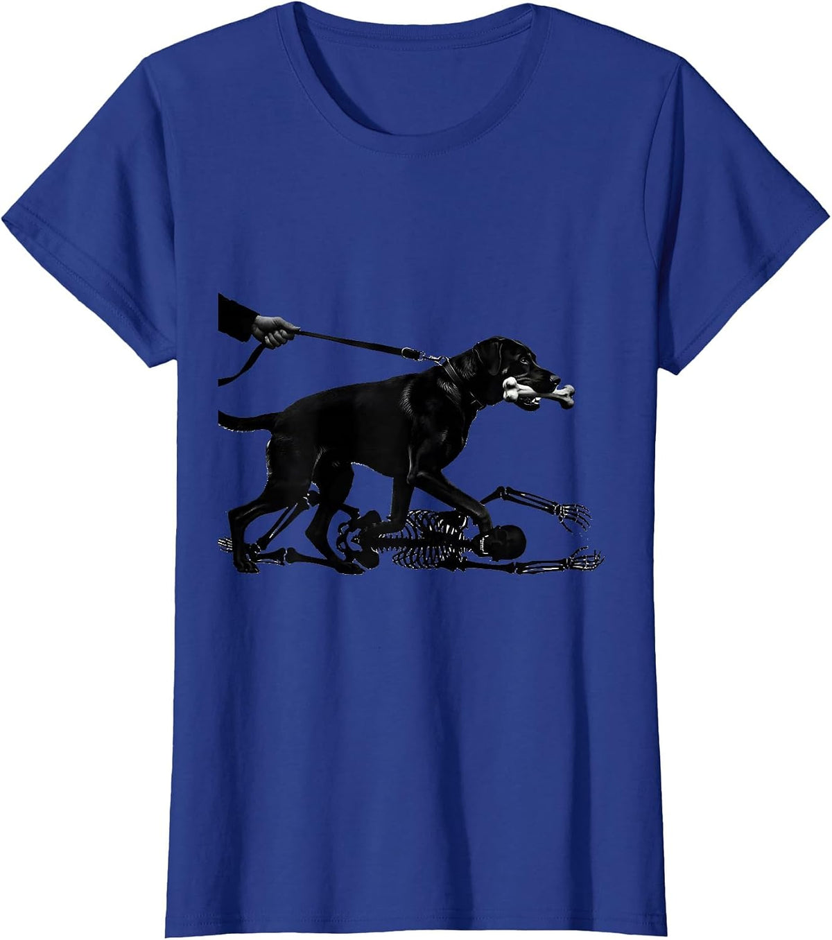 Women's Rhodesian Ridgeback Skeleton Chasing Halloween Dog Mom Humor T-Shirt - Royal Blue