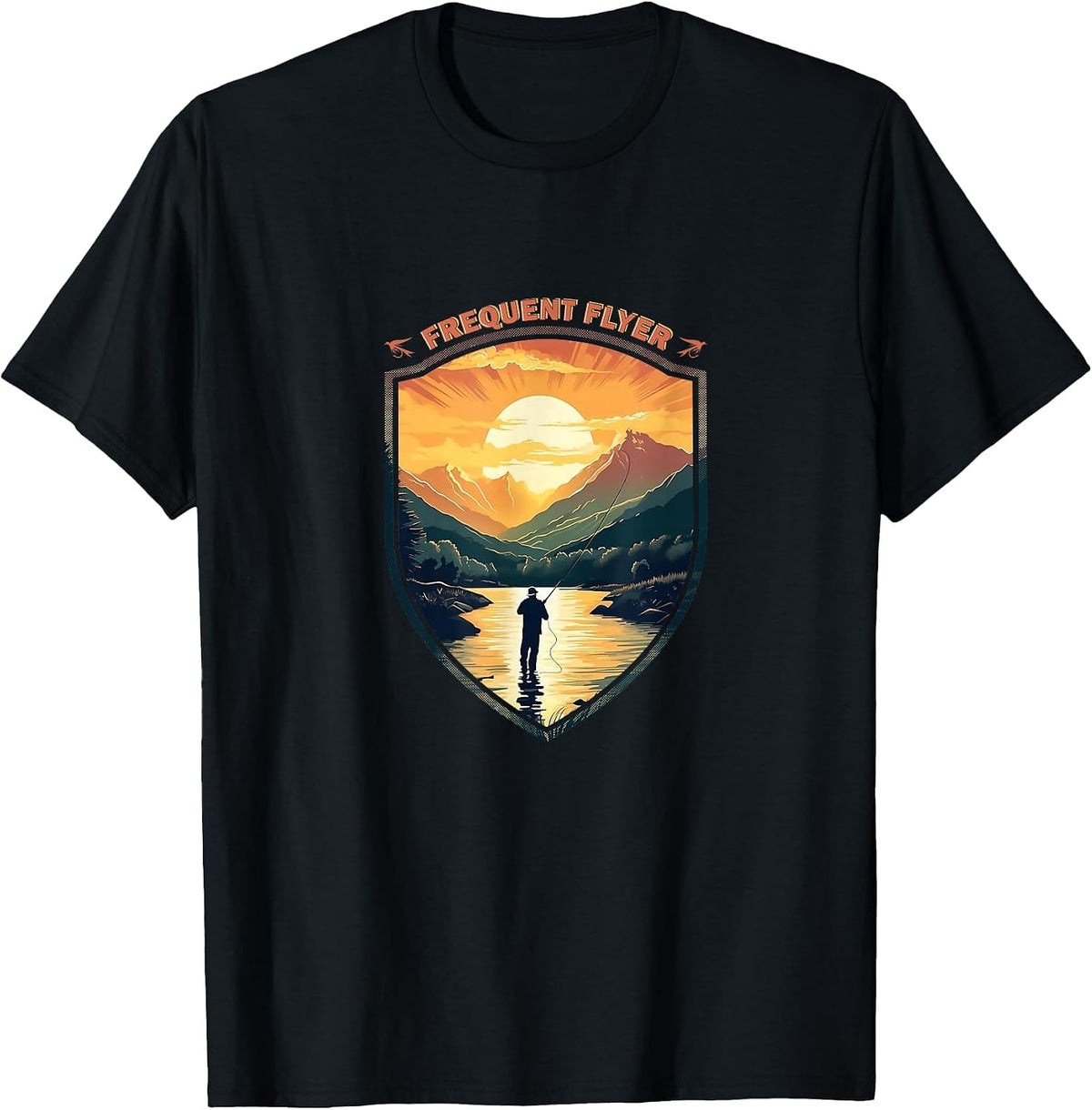 Frequent Flyer Vintage Fisherman Delight Fly Fishing T-Shirt - Black