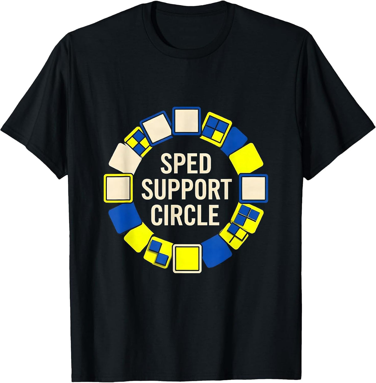 Men's SPED Support Circle Geometric Special Education Teacher T-Shirt - Black