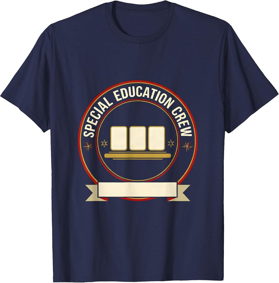 Special Education Crew Emblem Teacher Team Pride T-Shirt - Navy Blue