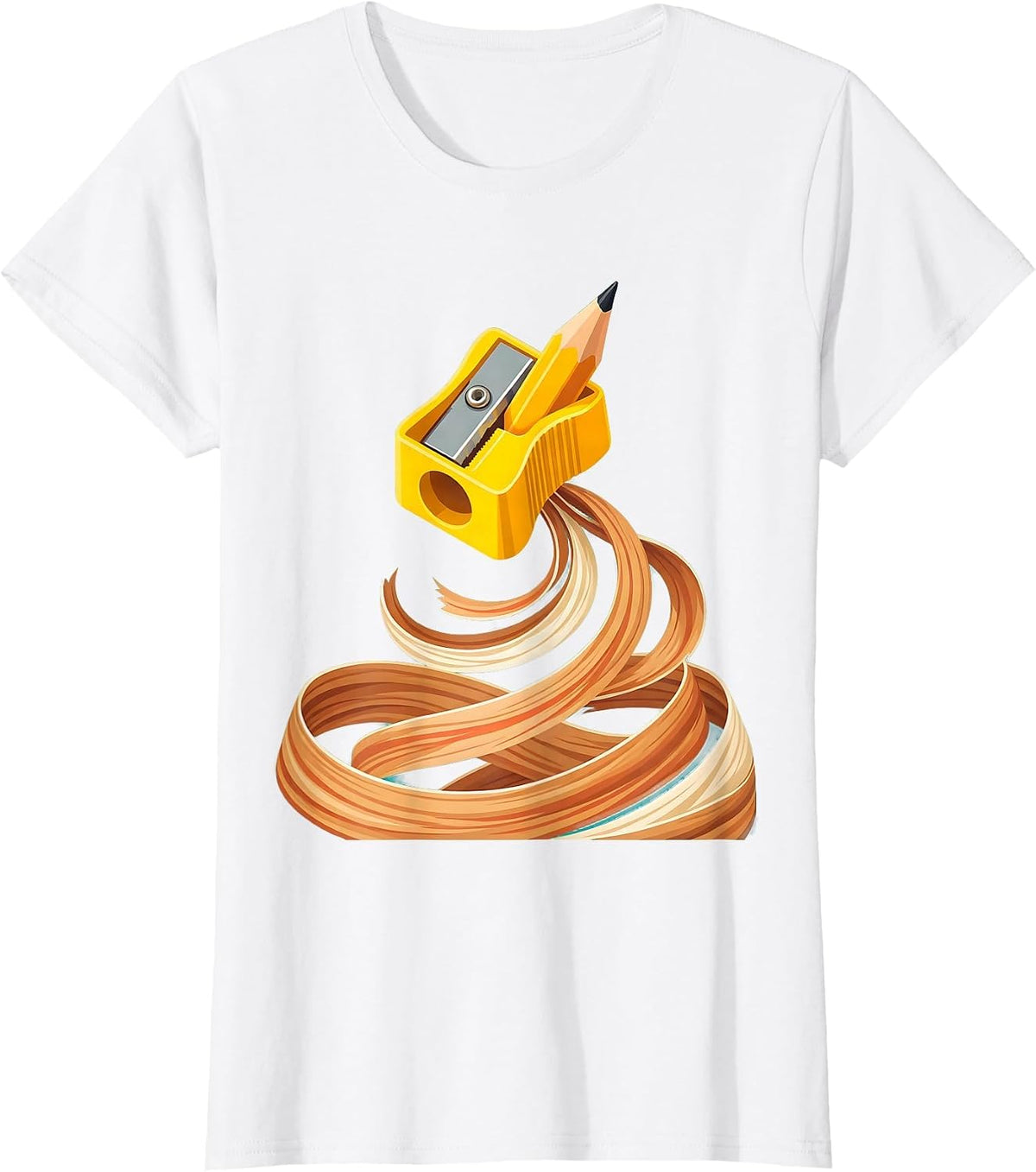 Women's Preschool Teacher Pencil Sharpener Art Design T-Shirt - White