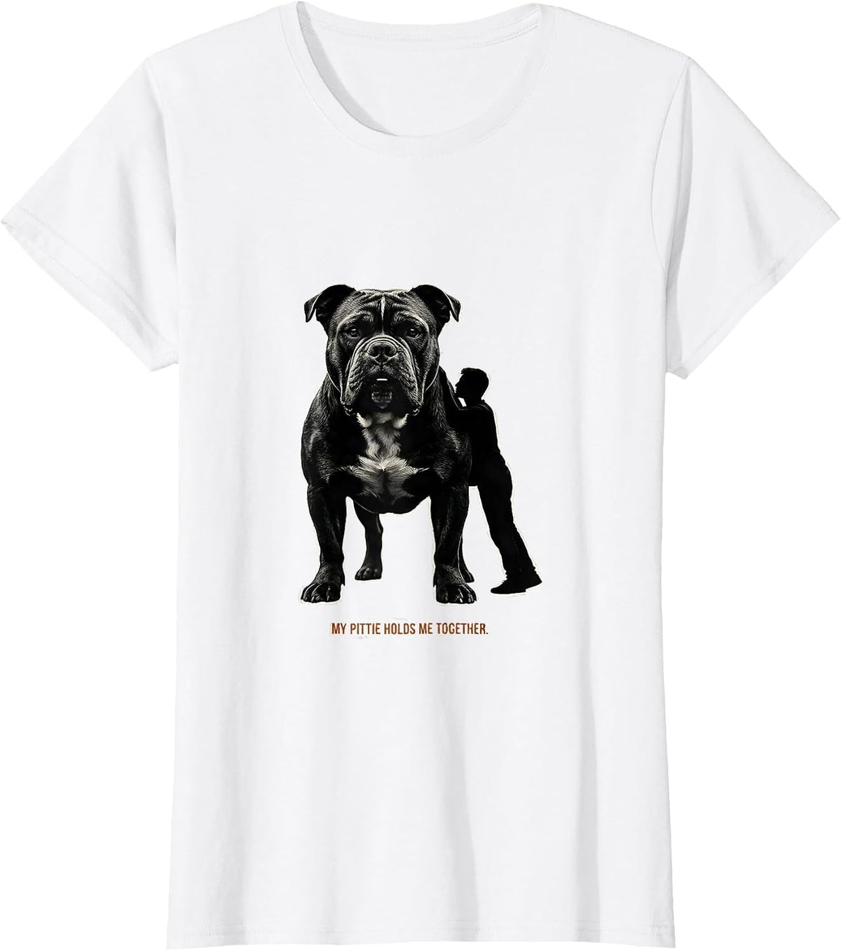 Women's My Pittie Holds Me Together Funny Pitbull Dog Mom Humor T-Shirt - White
