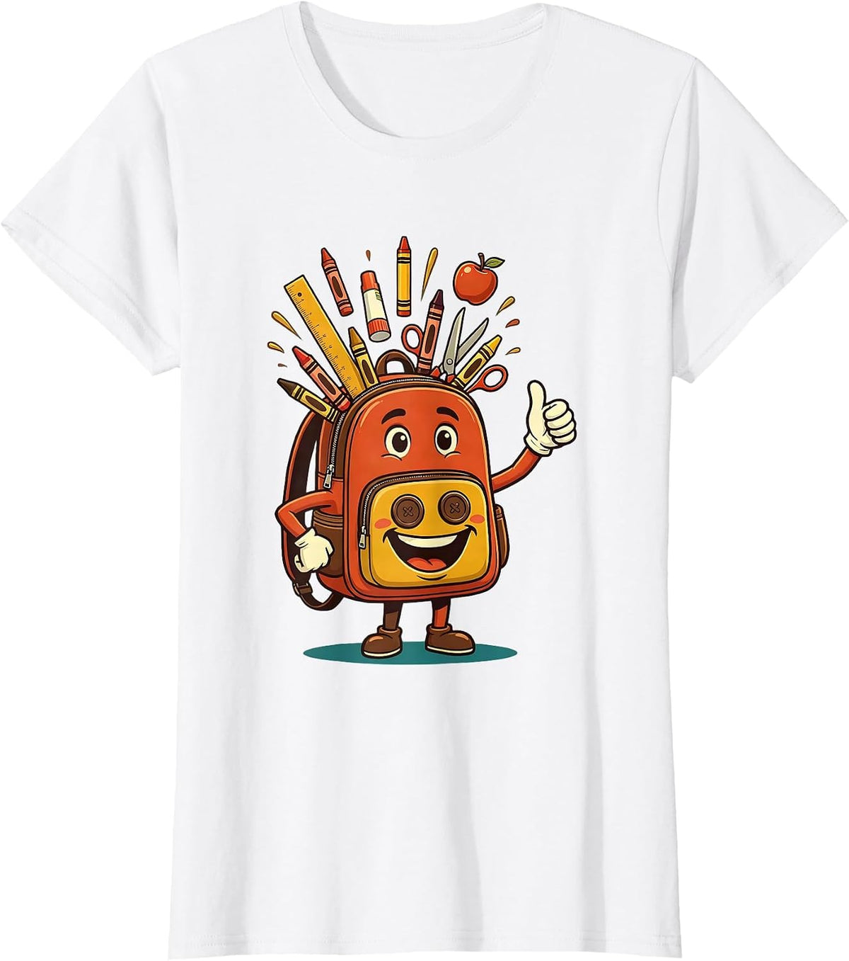 Women's Preschool Teacher Overflowing Backpack Graphic T-Shirt - White
