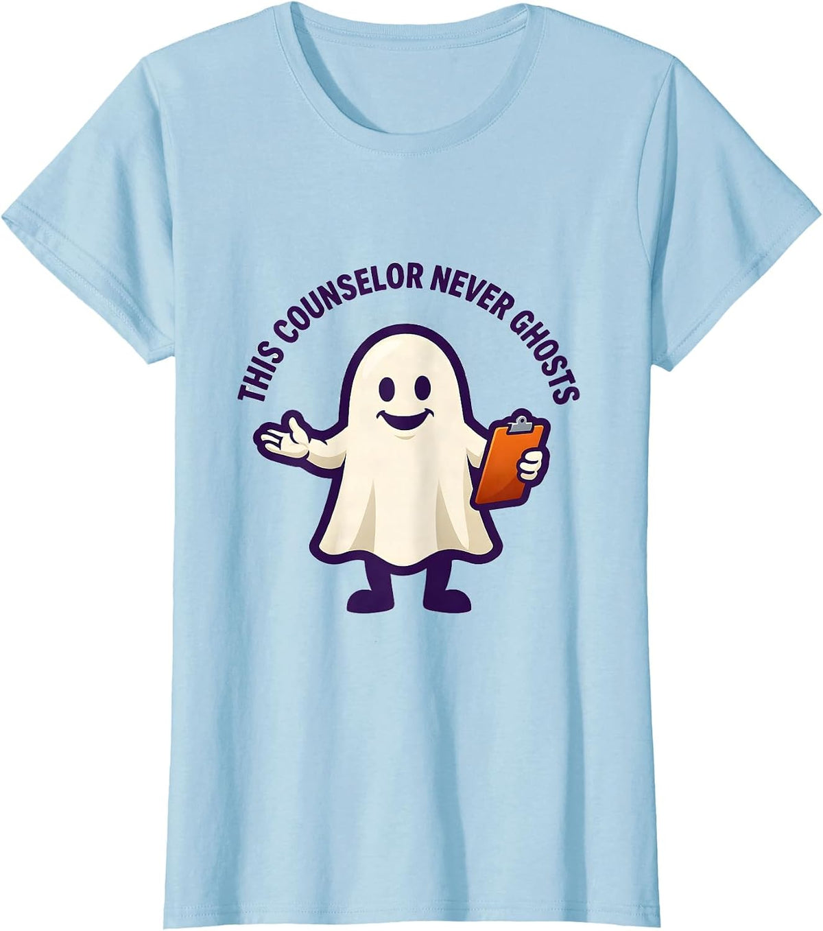 Women's This Counselor Never Ghosts Funny Mental Health Awareness T-Shirt - Baby Blue