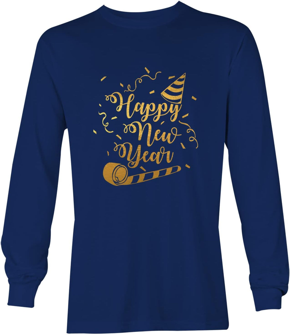 Tcombo Happy New Year - Gold Foil Celebrate Unisex Long Sleeve Shirt - Navy