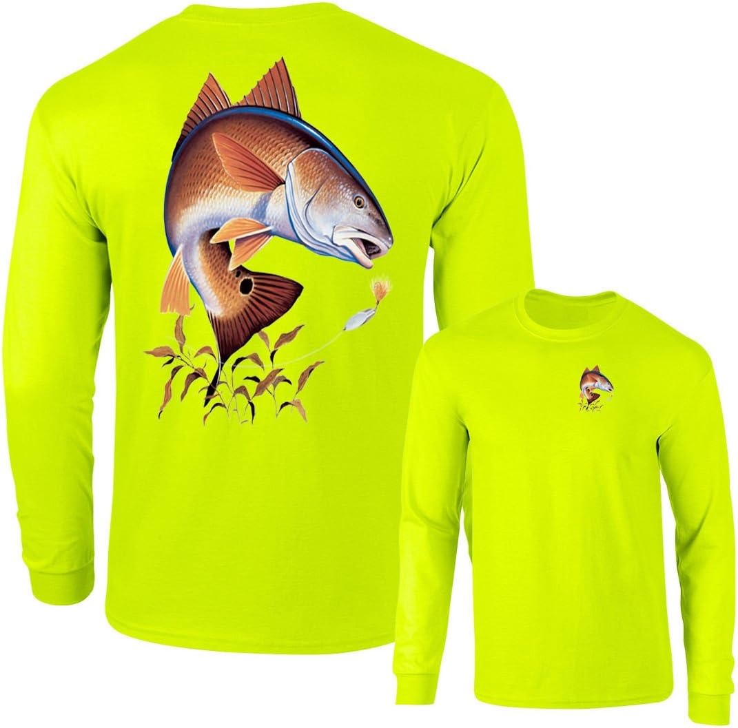 Redfish Lure Fishing Long Sleeve T-Shirt - Safety Green