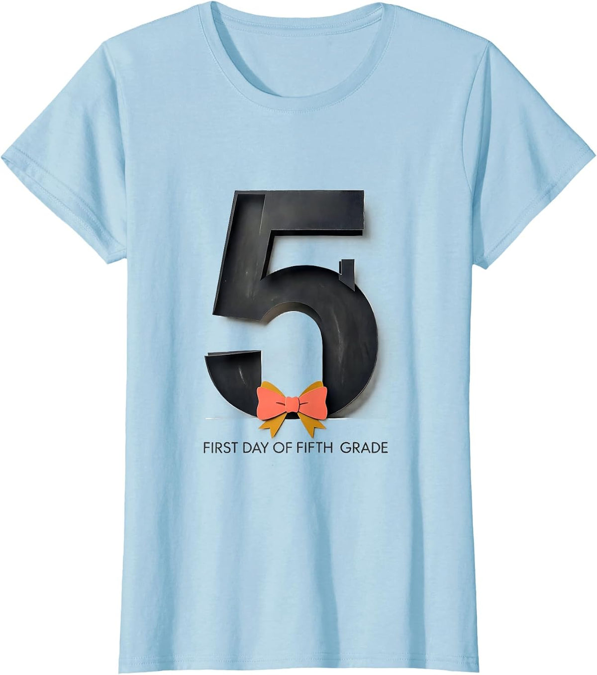 First Day Of Fifth Grade Coquette Back To School Kids T-Shirt - Baby Blue
