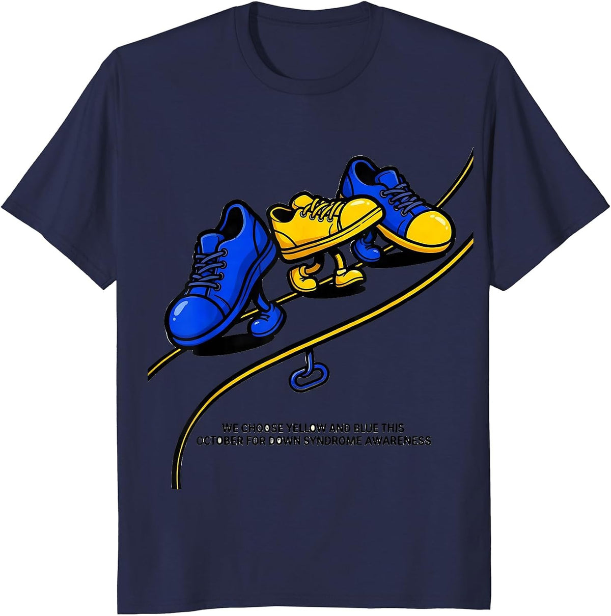 Men's We Choose Yellow Blue Down Syndrome Awareness October T-Shirt - Navy Blue