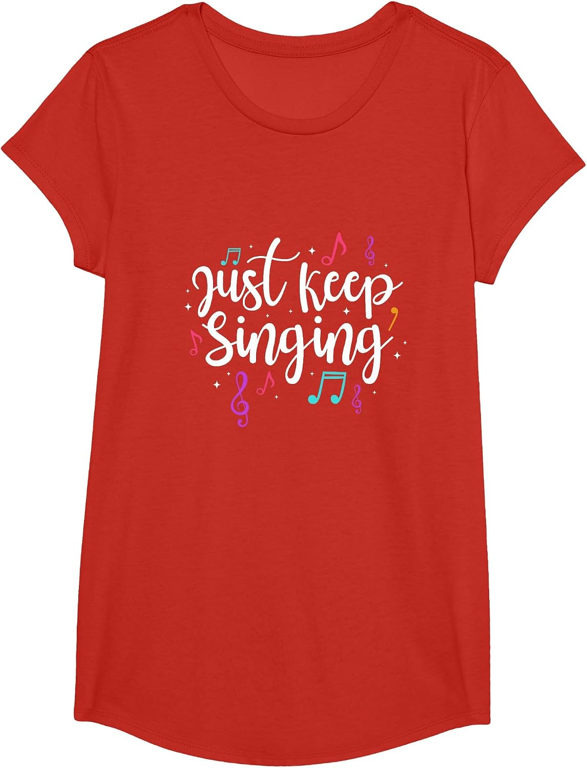 Just Keep Singing Singer Music Teacher Motivational T-Shirt - Girls Red