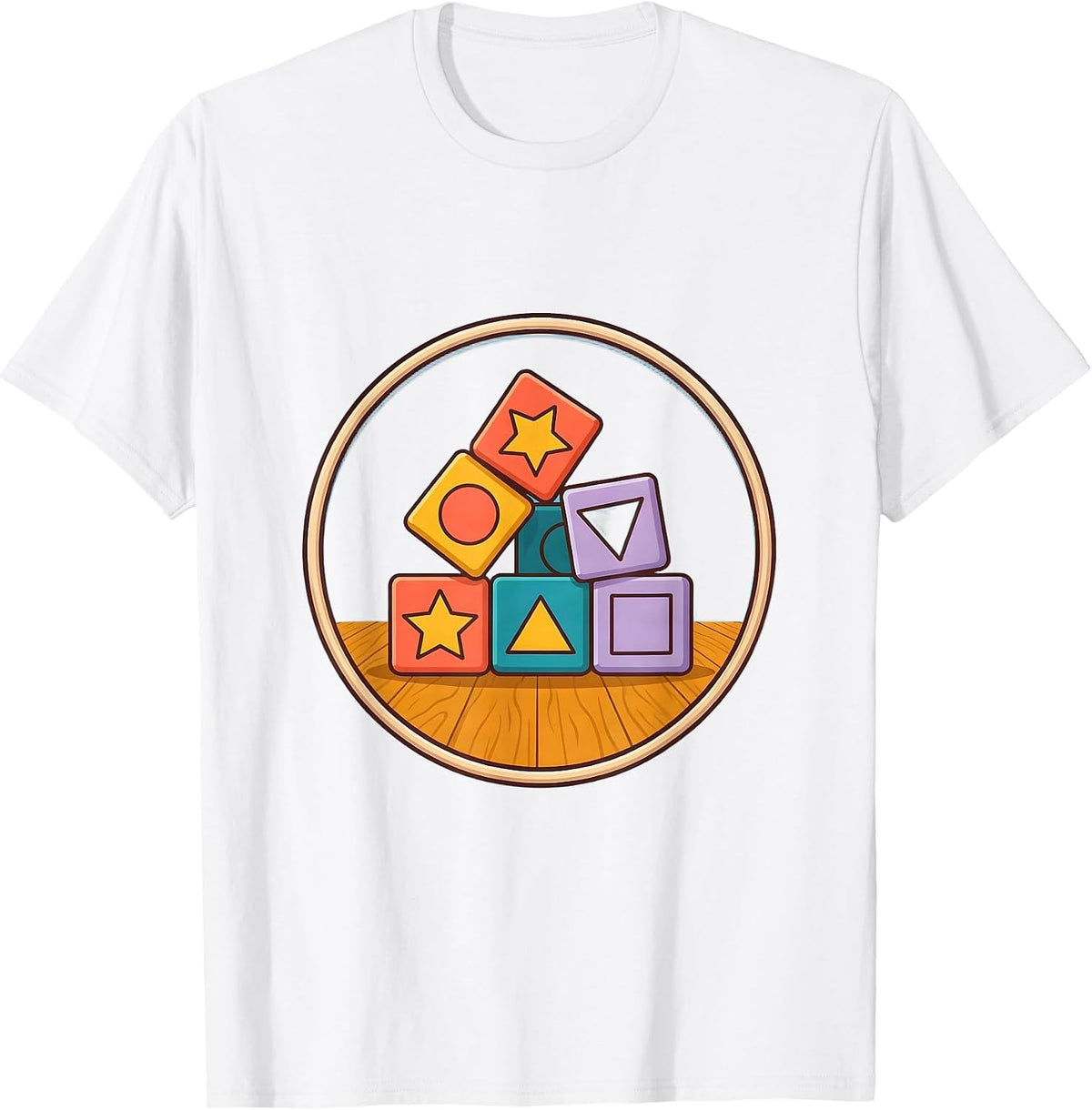 Men's Preschool Teacher Alphabet Blocks Graphic Tee T-Shirt - White