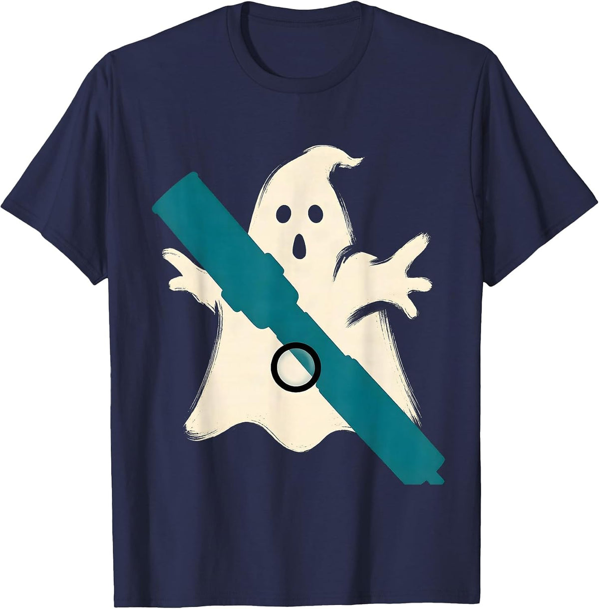 Friendly Ghost Dermatologist Halloween Medical Worker T-Shirt - Navy Blue