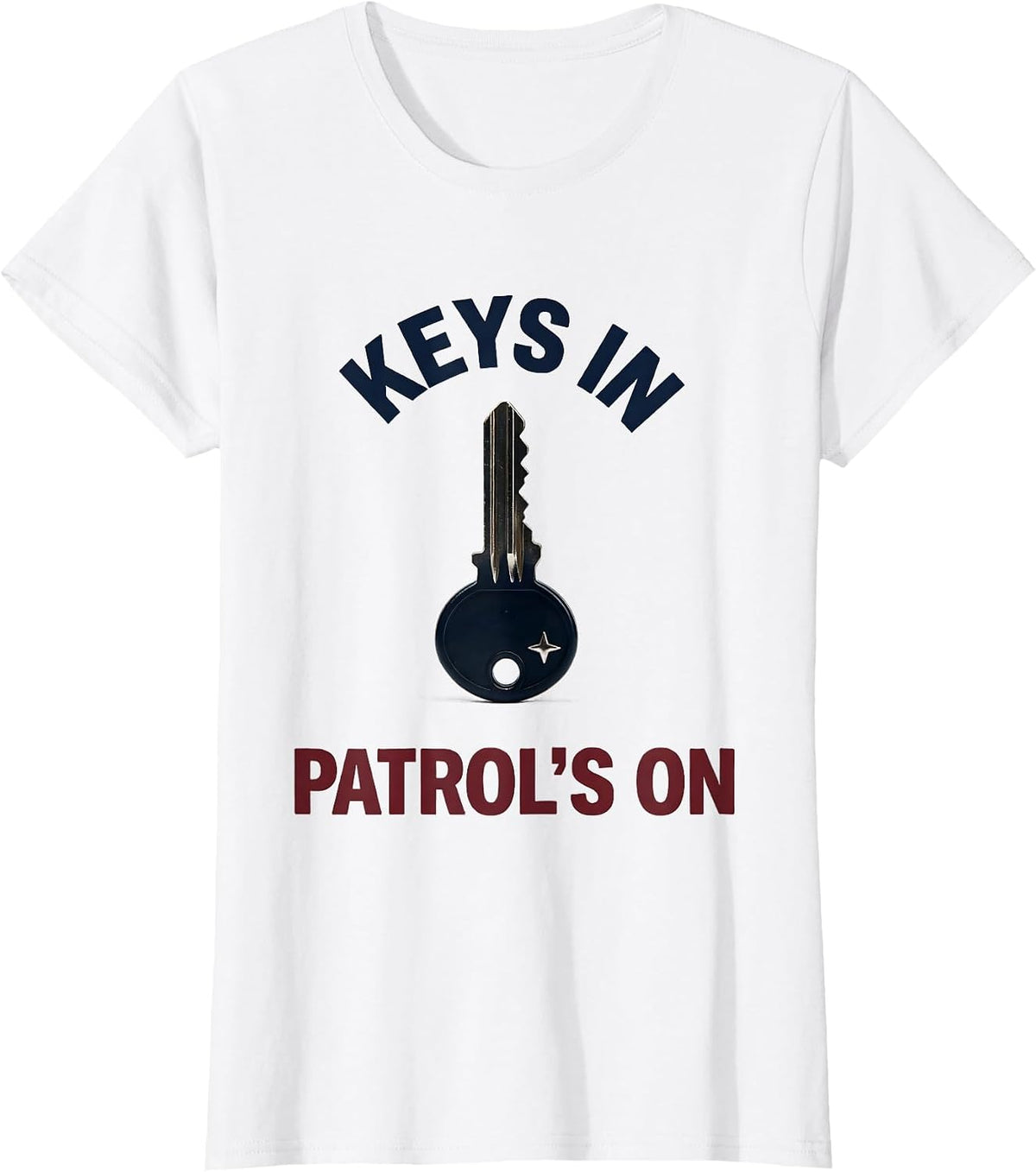 Keys In, Patrol's On Funny Police Officer Kids Novelty T-Shirt - White