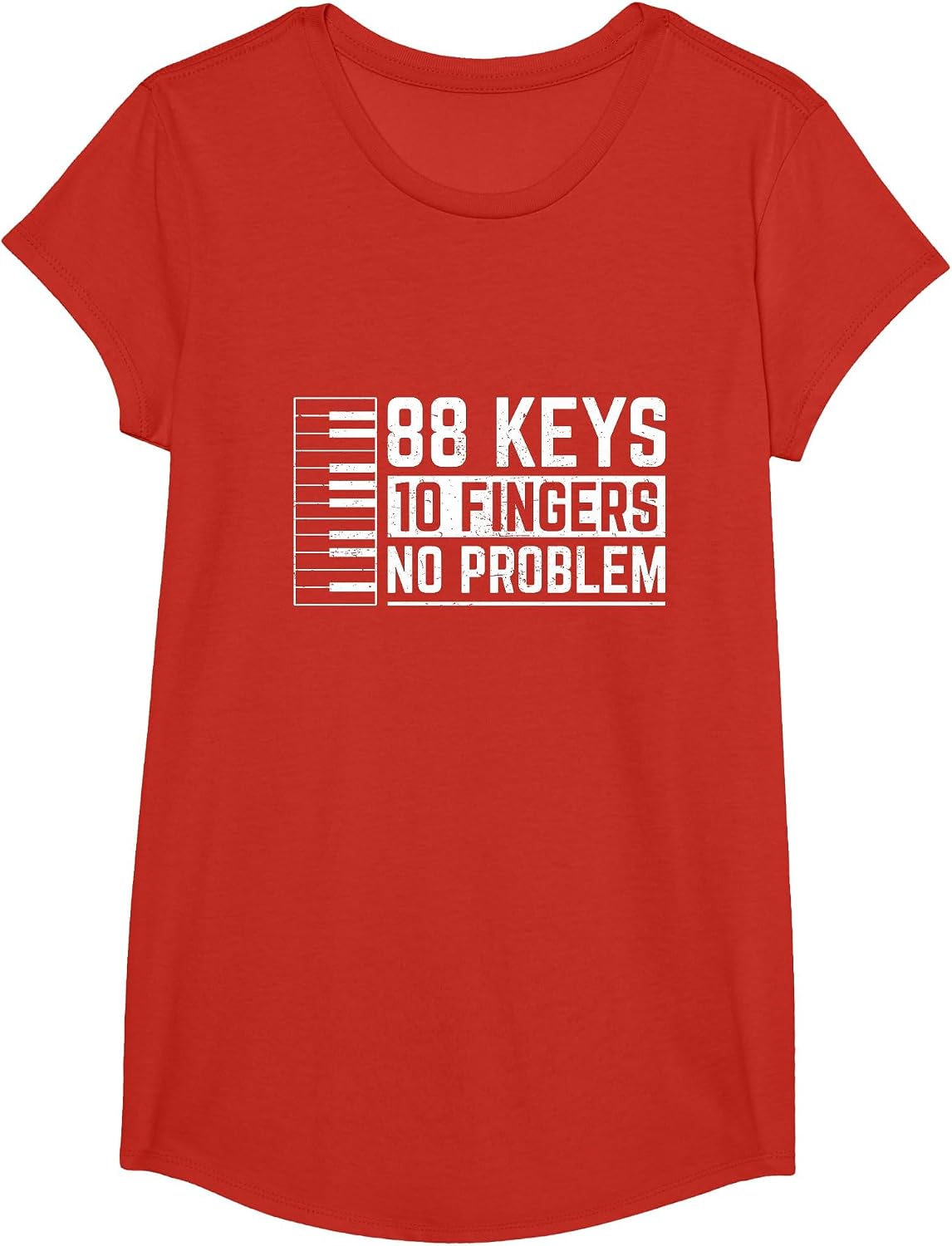 88 Keys 10 Fingers No Problem | Piano Player Pianist T-Shirt - Girls Red